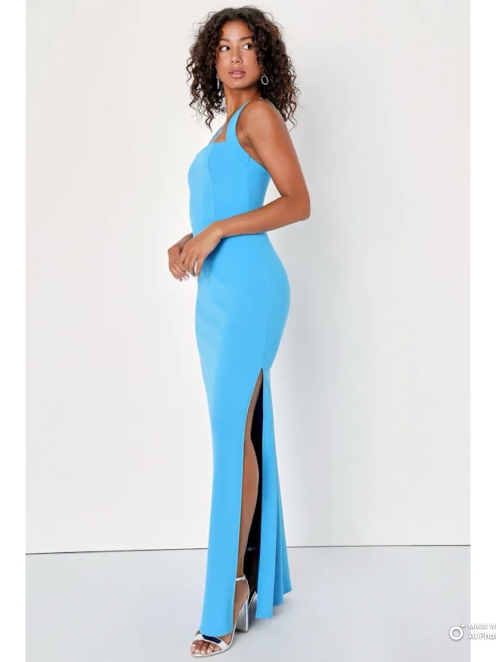 Lulus Small Glamorous Dedication Blue Sleeveless Column Maxi Dress NWT - Picture 6 of 14